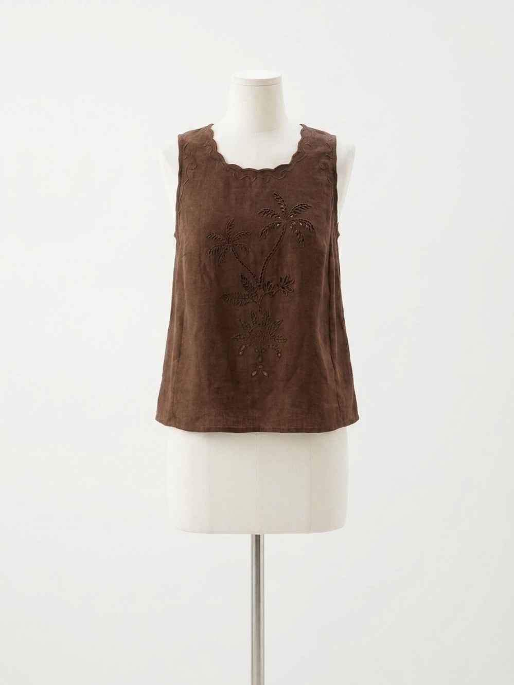 NEW FIFTEEN TWENTY women's elina embroidered top in brown
